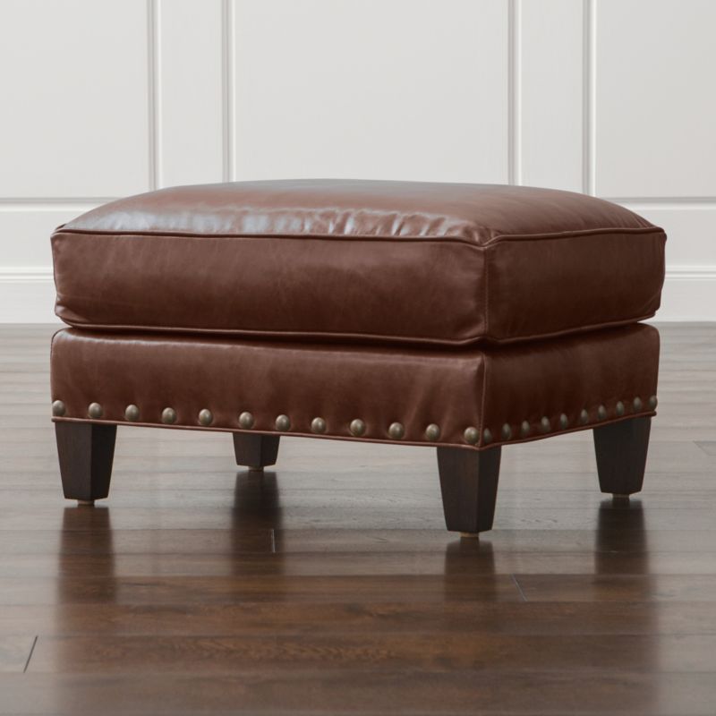 Metropole Leather Ottoman Brompton Vintage Crate and Barrel