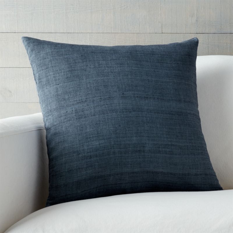 Michaela Blue Silk Throw Pillow Crate and Barrel