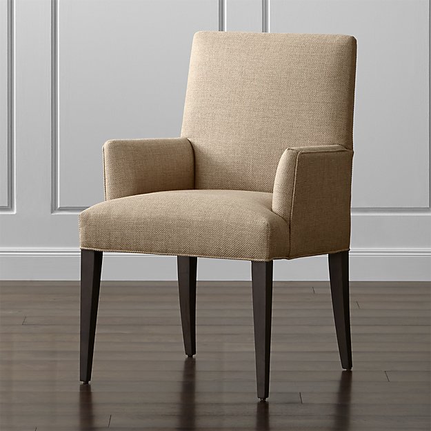 Miles Upholstered Dining Arm Chair Tempo: Fennel | Crate and Barrel