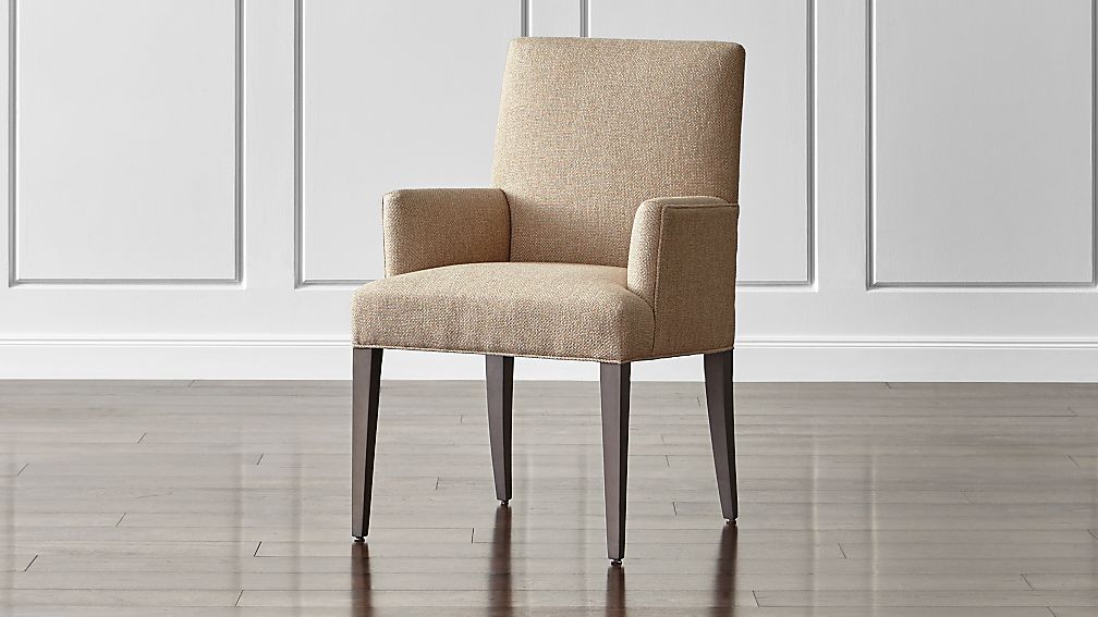 Miles Upholstered Dining Arm Chair Tobias: Fennel | Crate and Barrel