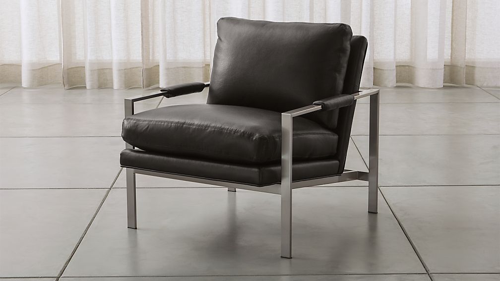 Milo Leather Chair Groundworx Jet Crate and Barrel