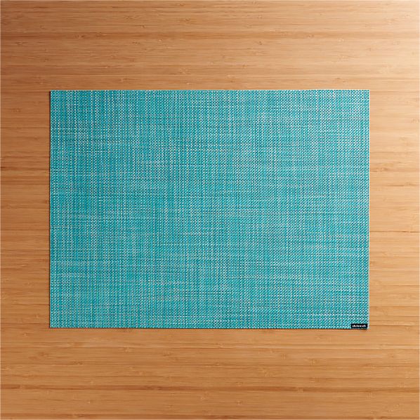 Chilewich ® Mini Basketweave Turquoise Vinyl Placemat in Placemats Crate and Barrel