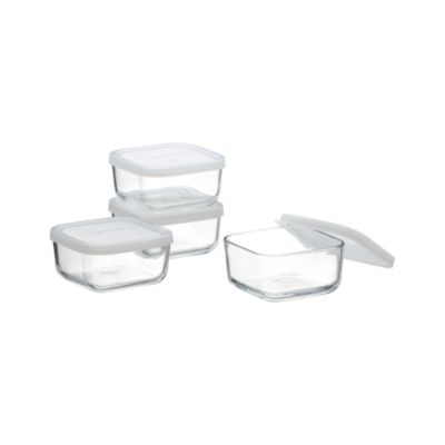 Set of 4 Mini Square Bowls with Lids