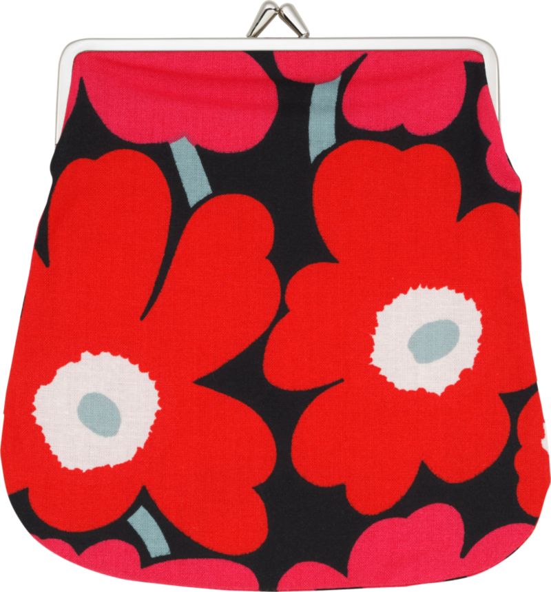 Marimekko Mini Unikko Keskikokoinen Kukkaro Red and Black Coin Purse