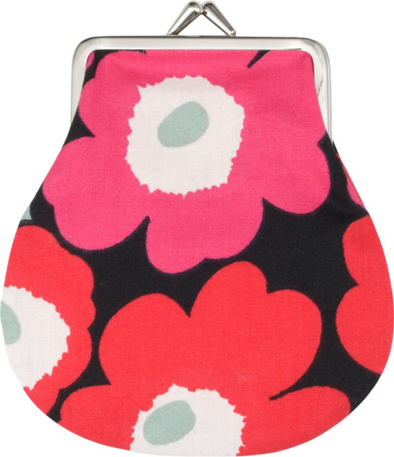 Marimekko Mini Unikko Pieni Kukkaro Red and Black Coin Purse