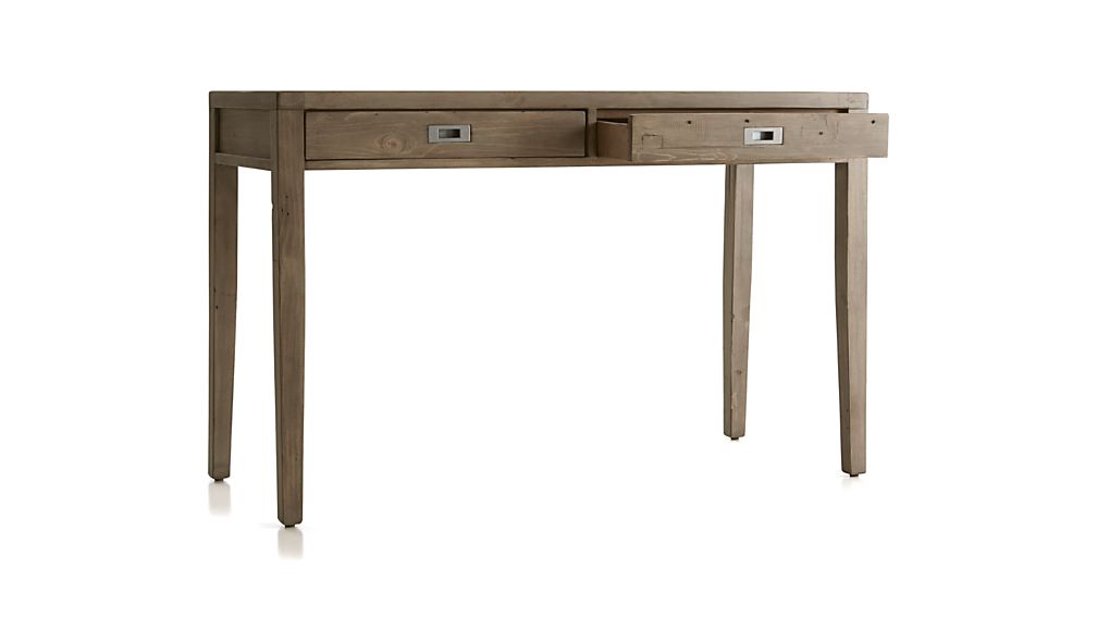 Morris 48" Ash Grey Reclaimed Wood Writing Desk Crate and Barrel