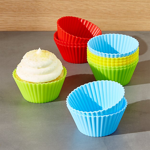 Set of 12 Multicolor Silicone Baking Cups Crate and Barrel