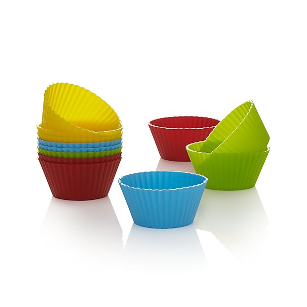 Set of 12 Multicolor Silicone Baking Cups Crate and Barrel