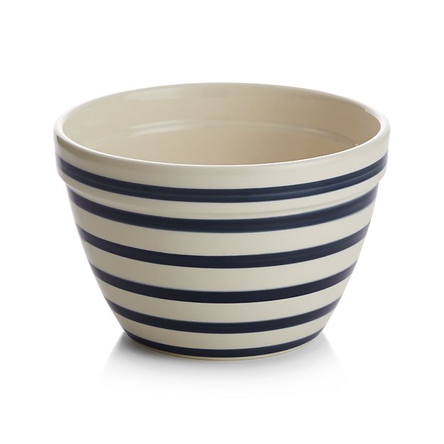 Individual Navy and White Striped Mixing Bowl Crate and Barrel