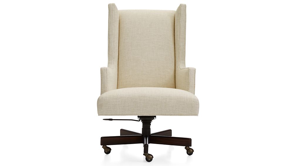 Neo Upholstered Wingback Office Chair Gibson Oatmeal Crate and Barrel
