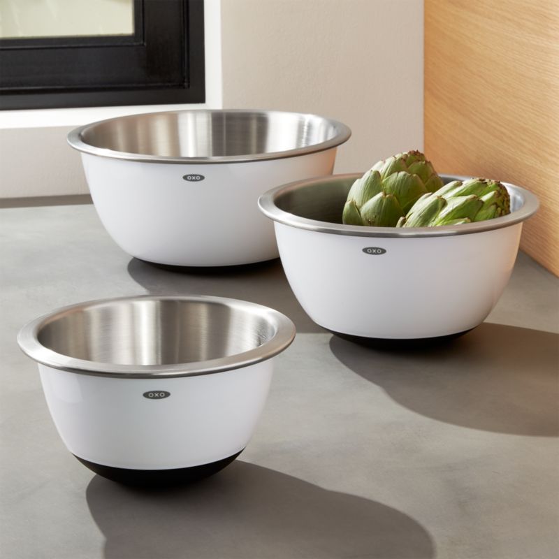 Set of 3 OXO ® Stainless Steel Mixing Bowls Crate and Barrel