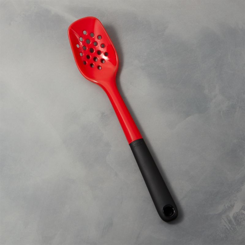 OXO ® Silicone Red Slotted Spoon Crate and Barrel