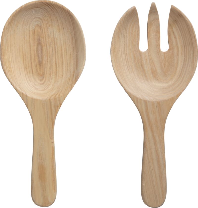 Set of 2 Oak Salad Servers
