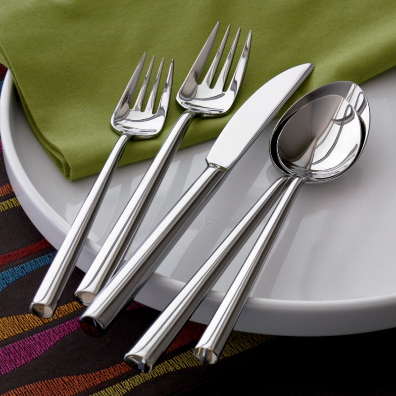 Its worth getting a really good quality set of flatware/cutlery. We originally registered for some cheap stuff, but ended up adding this set from Crate and Barrel instead. I love it! It looks sleek, has a great polish, and never gets bent out of shape.