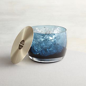 Orb Sapphire Blue Glass Ice Bucket
