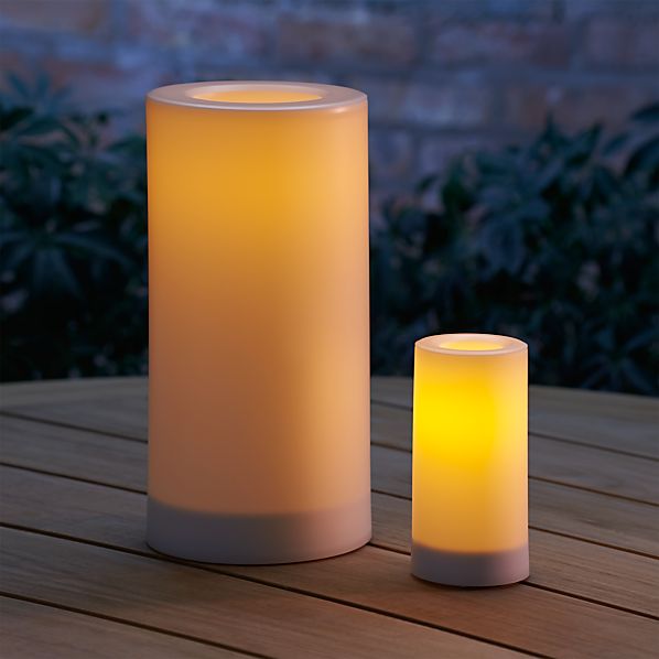 Outdoor Pillar Candles with Timer Crate and Barrel
