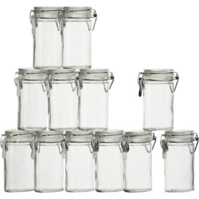 Set of 12 Oval Clamp-Top Spice-Herb Jars