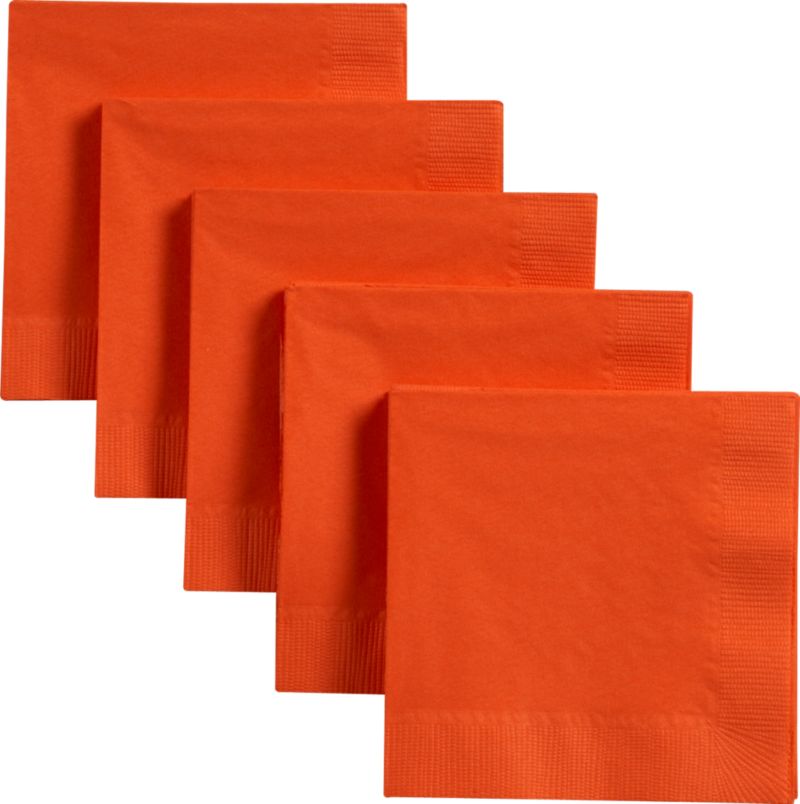 Set of 50 Orange Cocktail Napkins
