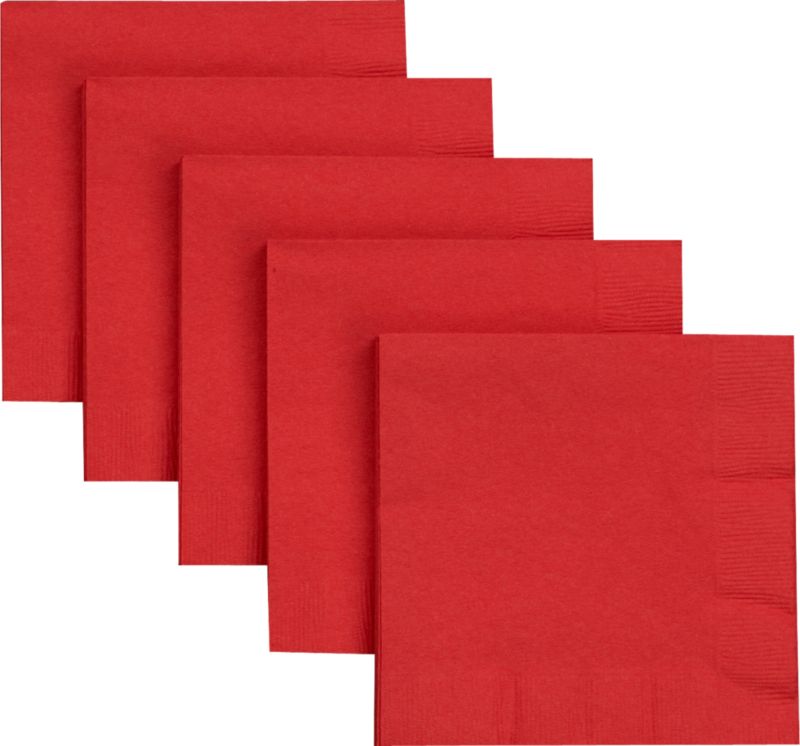Set of 50 red cocktail napkins. 5" sq.