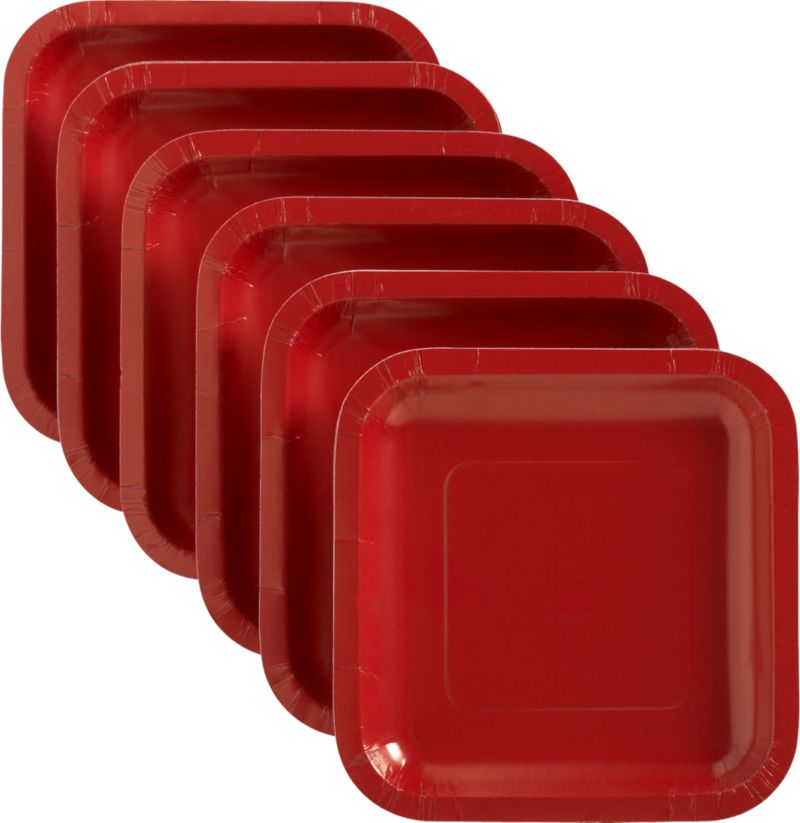 Red Deep Paper Plates Set of 18