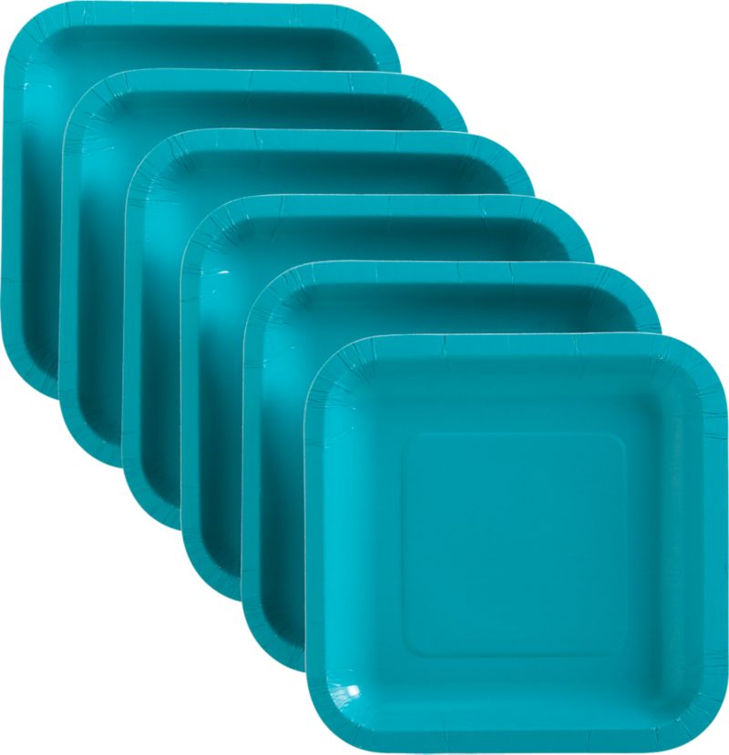 Set of 18 Teal Deep Paper Plates