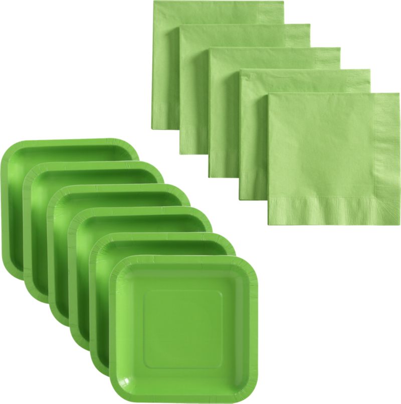 Lime Deep Paper Plates Set of 18 and Lime Lunch Napkins Set of 50
