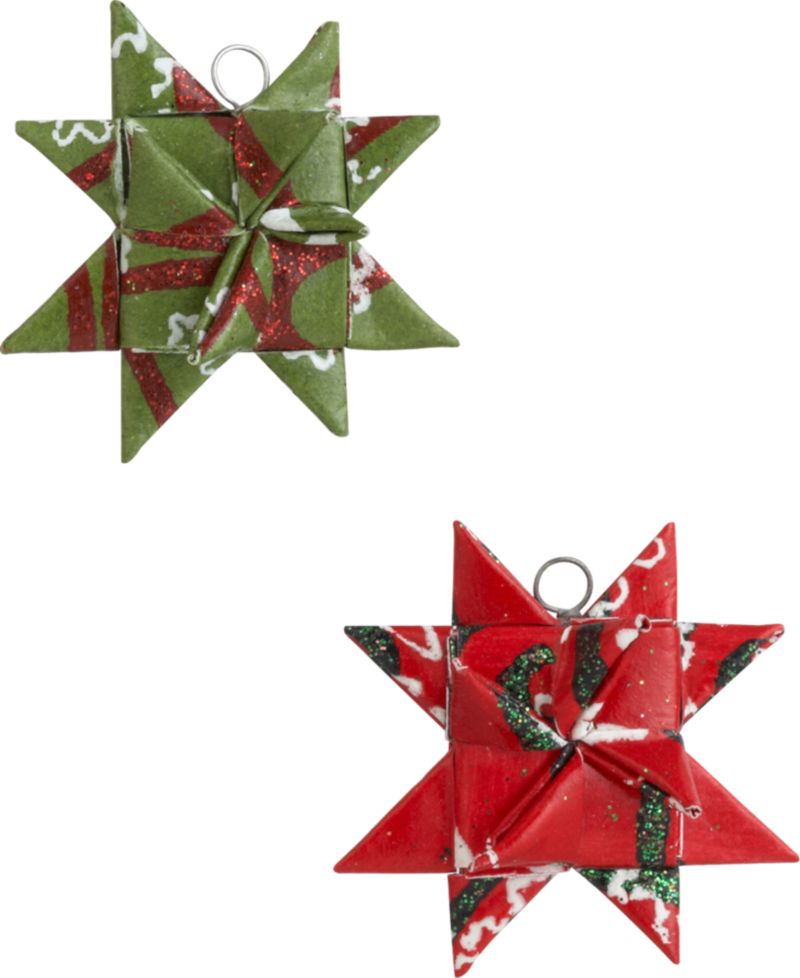 Set of 2 Paper Star Small Ornaments