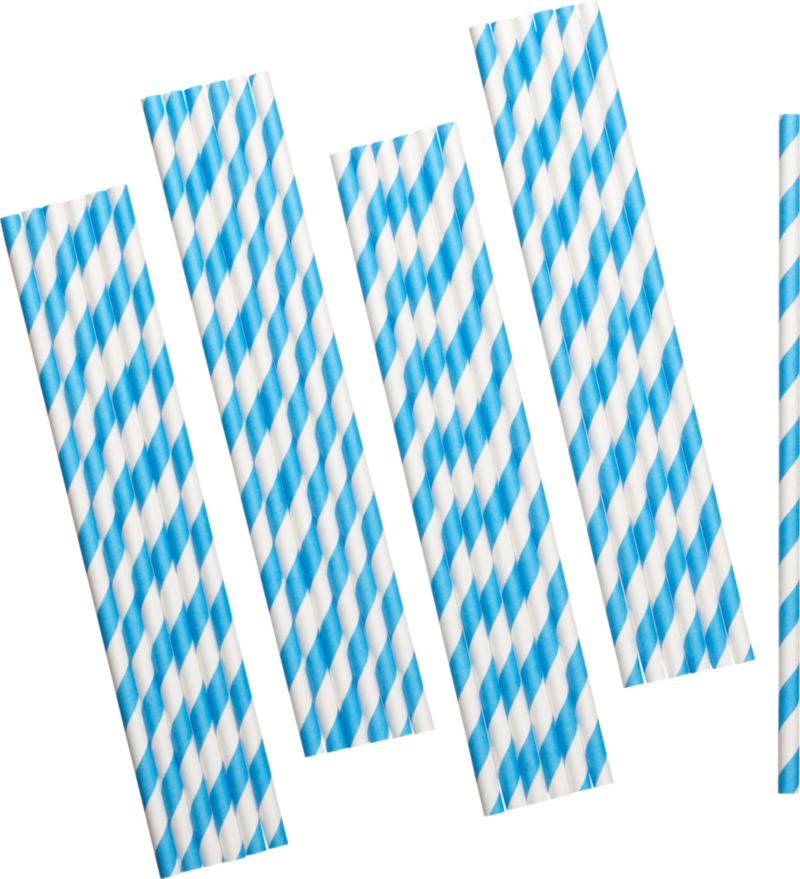 Set of 25 Blue Paper Straws