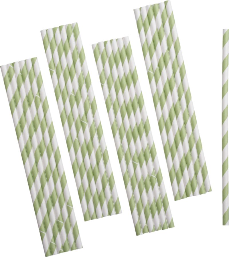 Green Paper Straws Set of 25