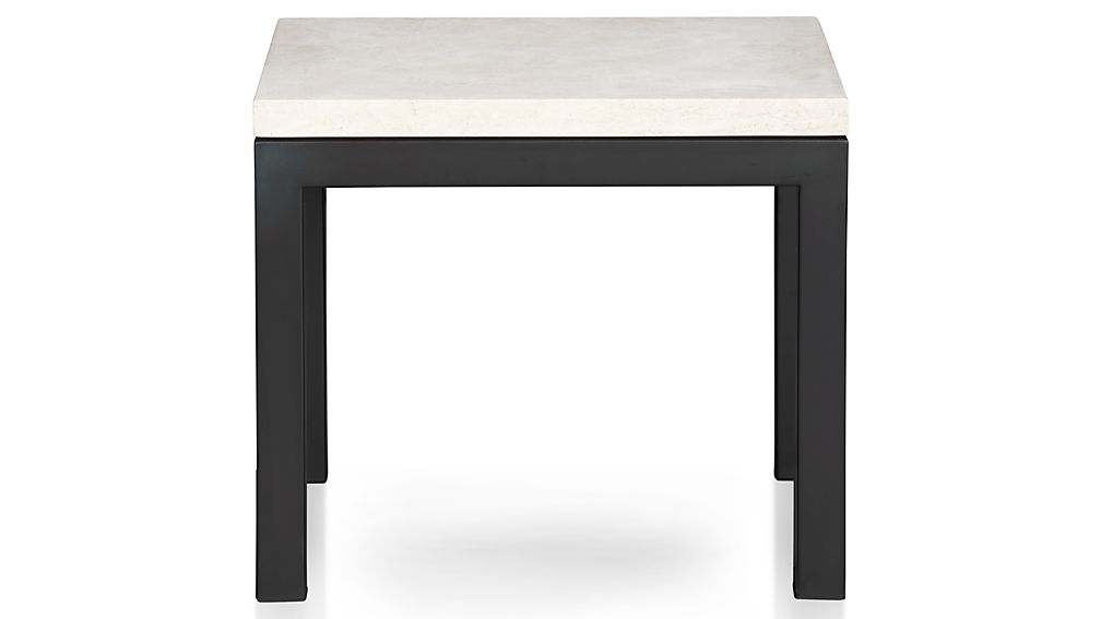 Parsons Side Table with Travertine Top Crate and Barrel
