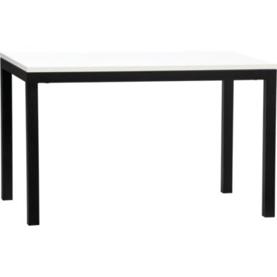 Parsons White Top 48x28 Dining Table with Natural Dark Steel Base
