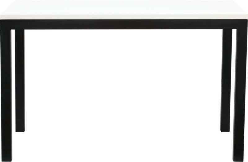 Parsons White Top 48x28 Dining Table with Natural Dark Steel Base