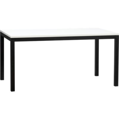 Parsons White Top 60x36 Dining Table with Natural Dark Steel Base
