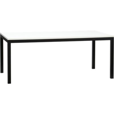Parsons White Top 72x42 Dining Table with Natural Dark Steel Base