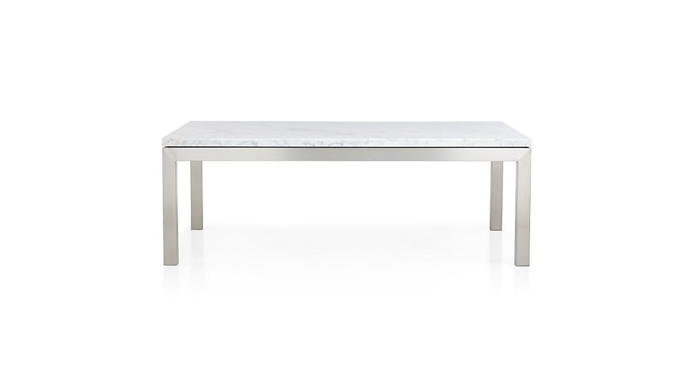 Parsons Small Rectangular Stainless Steel Coffee Table with White
