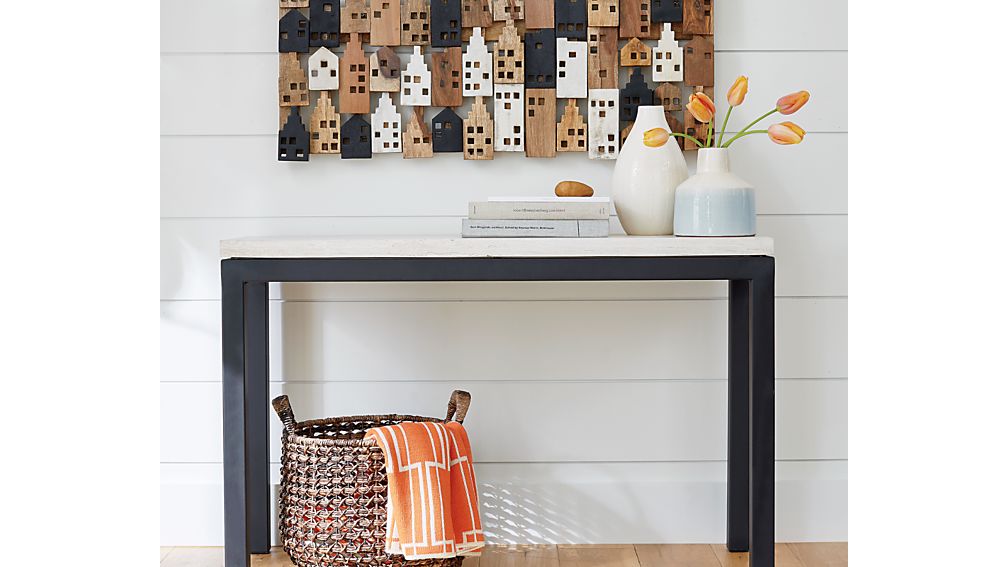 Parsons Console Table with Travertine Top Crate and Barrel