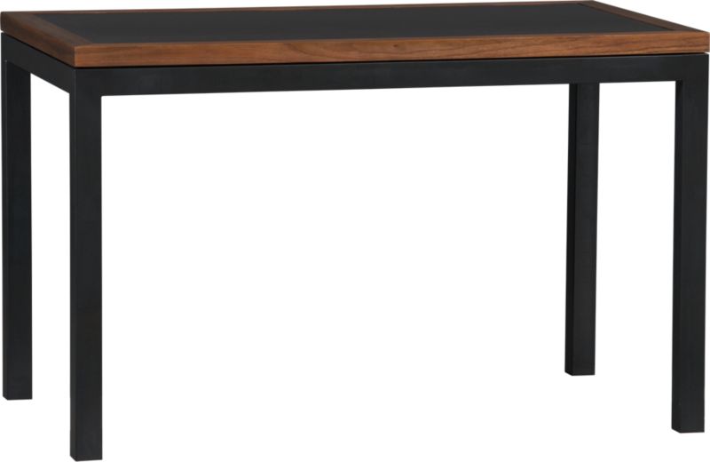 Parsons Elm-Framed Steel Top 48x28 Dining Table with Natural Dark Steel Base