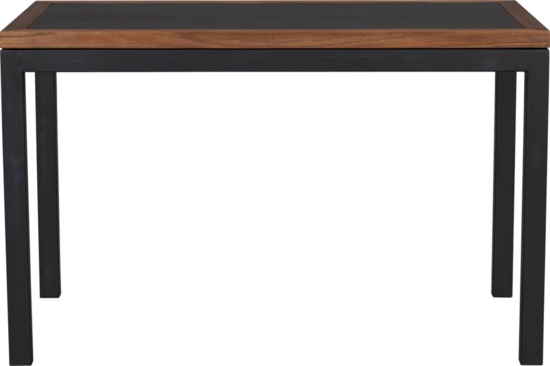 Parsons Elm-Framed Steel Top 48x28 Dining Table with Natural Dark Steel Base