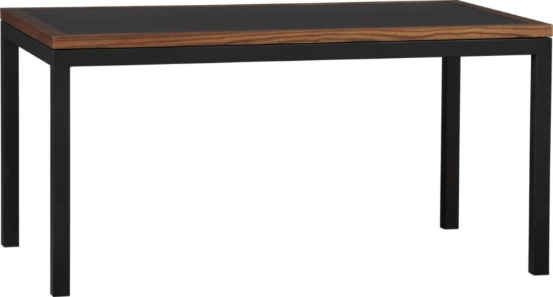 Parsons Elm-Framed Steel Top 60x36 Dining Table with Natural Dark Steel Base