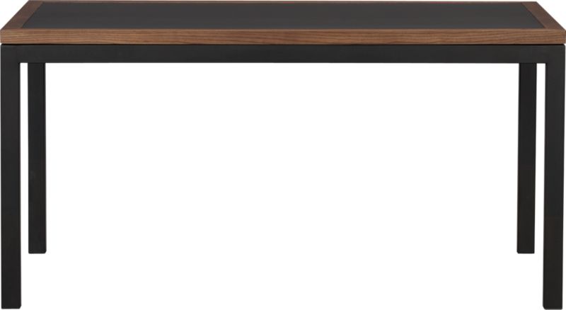 Parsons Elm-Framed Steel Top 60x36 Dining Table with Natural Dark Steel Base