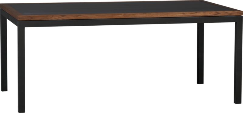 Parsons Elm-Framed Steel Top 72x42 Dining Table with Natural Dark Steel Base