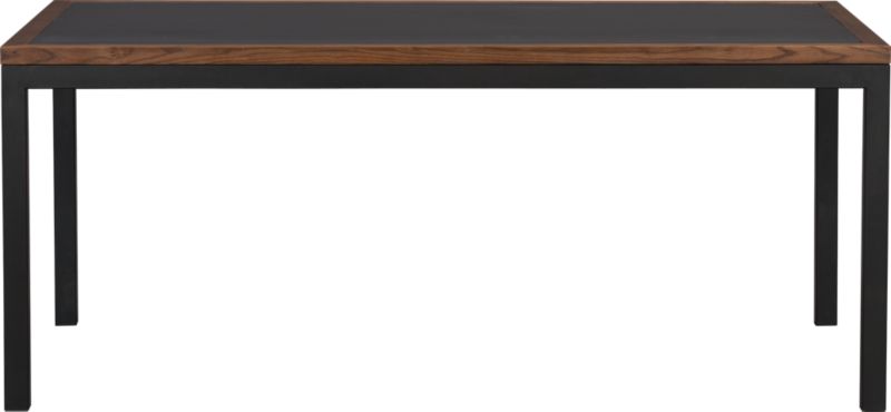 Parsons Elm-Framed Steel Top 72x42 Dining Table with Natural Dark Steel Base