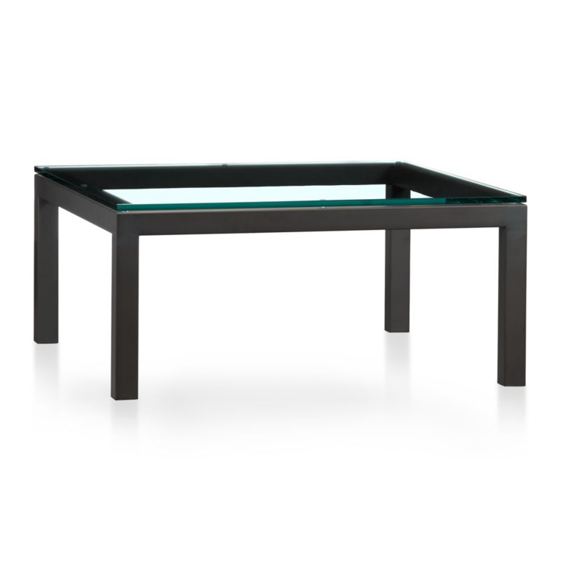 Parsons Square Coffee Table with Glass Top