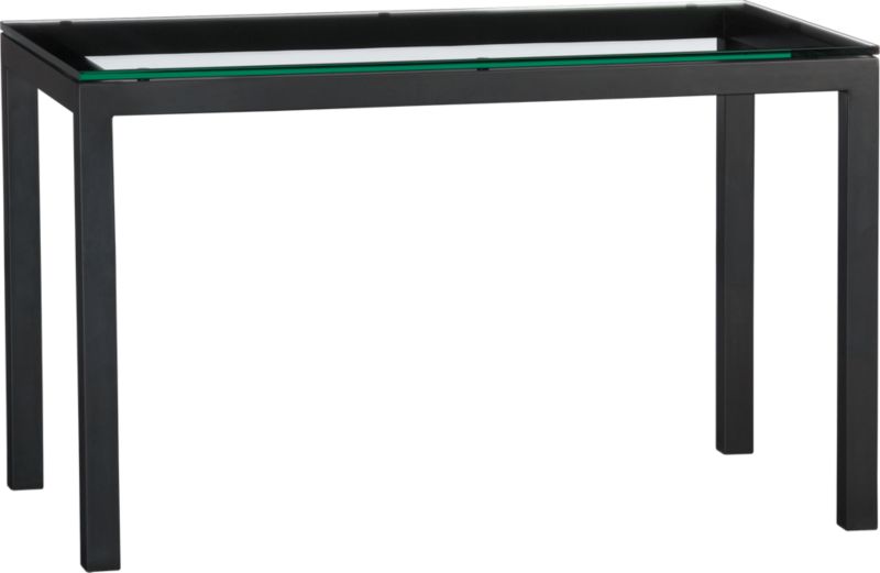 Parsons Glass Top 48x28 Dining Table with Natural Dark Steel Base
