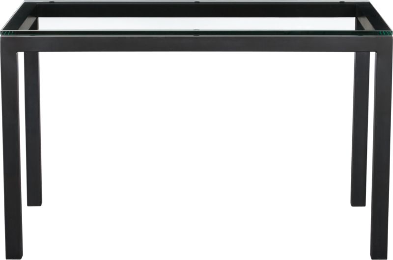 Parsons Glass Top 48x28 Dining Table with Natural Dark Steel Base