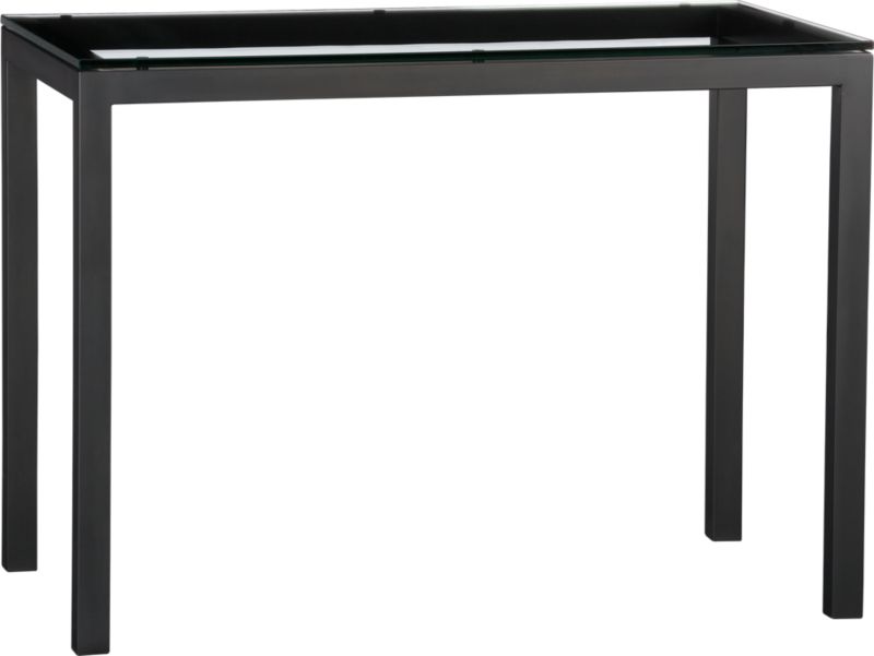 Parsons Glass Top High Dining Table with Natural Dark Steel Base