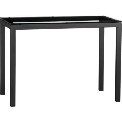 Parsons Glass Top High Dining Table with Natural Dark Steel Base
