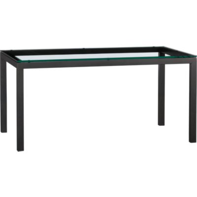 Parsons Glass Top 60x36 Dining Table with Natural Dark Steel Base