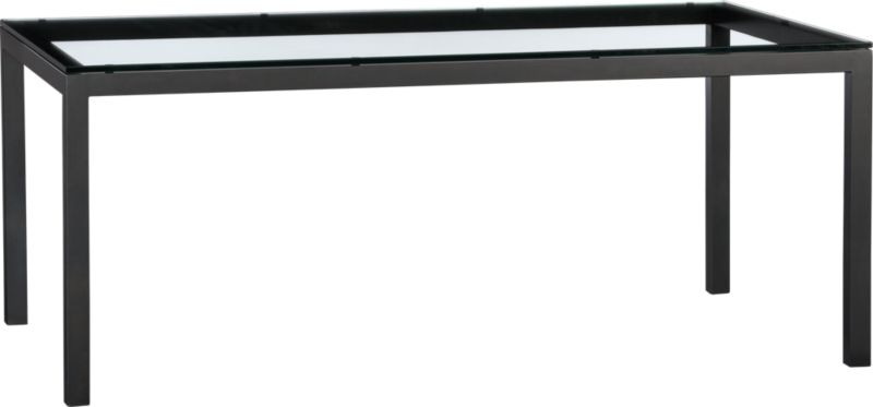 Parsons Glass Top 72x42 Dining Table with Natural Dark Steel Base