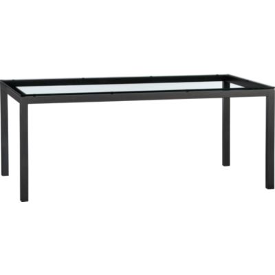 Parsons Glass Top 72x42 Dining Table with Natural Dark Steel Base